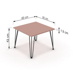Dohányzóasztal - Linga fekete lábbal - Antik rózsaszín, méret: 60x60