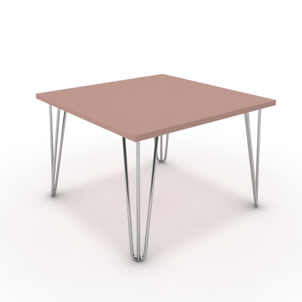 Dohányzóasztal - Linga króm lábbal - Antik rózsaszín, méret: 60x60