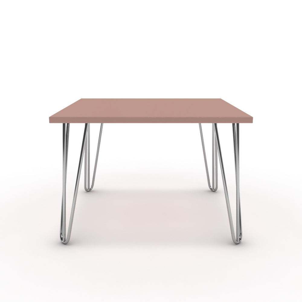 Dohányzóasztal - Linga króm lábbal - Antik rózsaszín, méret: 60x60