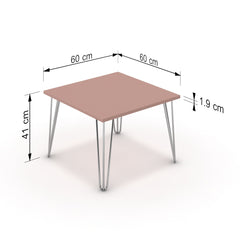 Dohányzóasztal - Linga króm lábbal - Antik rózsaszín, méret: 60x60