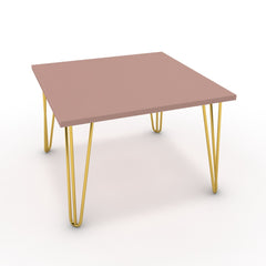 Dohányzóasztal - Linga arany lábbal - Antik rózsaszín, méret: 60x60