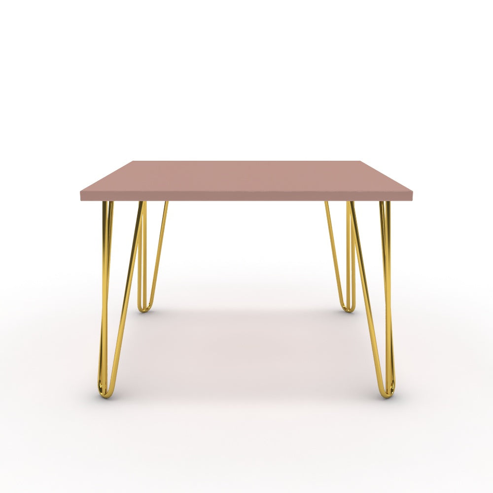 Dohányzóasztal - Linga arany lábbal - Antik rózsaszín, méret: 60x60