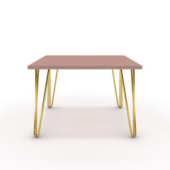 Dohányzóasztal - Linga arany lábbal - Antik rózsaszín, méret: 60x60