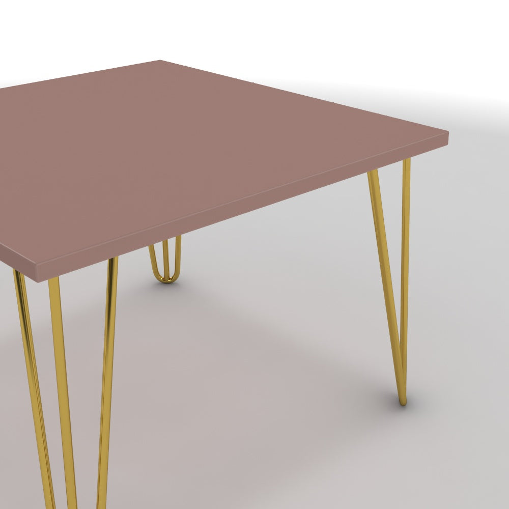 Dohányzóasztal - Linga arany lábbal - Antik rózsaszín, méret: 60x60