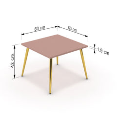 Dohányzóasztal - Manu arany lábbal - Antik rózsaszín, méret: 60x60