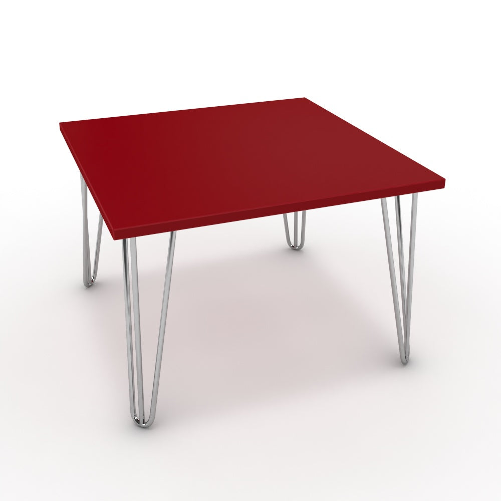 Dohányzóasztal - Linga króm lábbal - Chilli piros, méret: 60x60