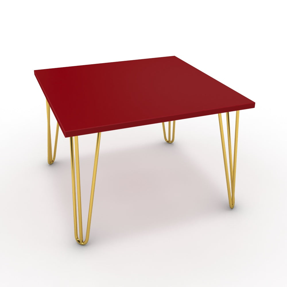 Dohányzóasztal - Linga arany lábbal - Chilli piros, méret: 60x60