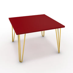 Dohányzóasztal - Linga arany lábbal - Chilli piros, méret: 60x60