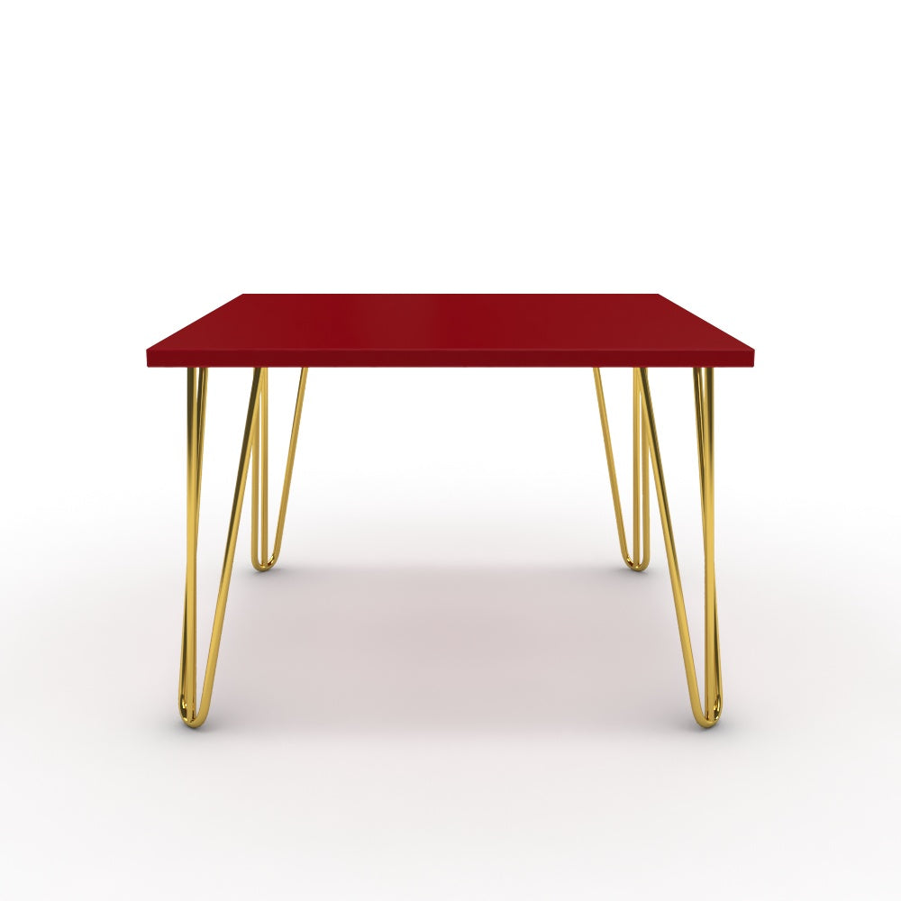 Dohányzóasztal - Linga arany lábbal - Chilli piros, méret: 60x60