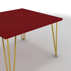 Dohányzóasztal - Linga arany lábbal - Chilli piros, méret: 60x60