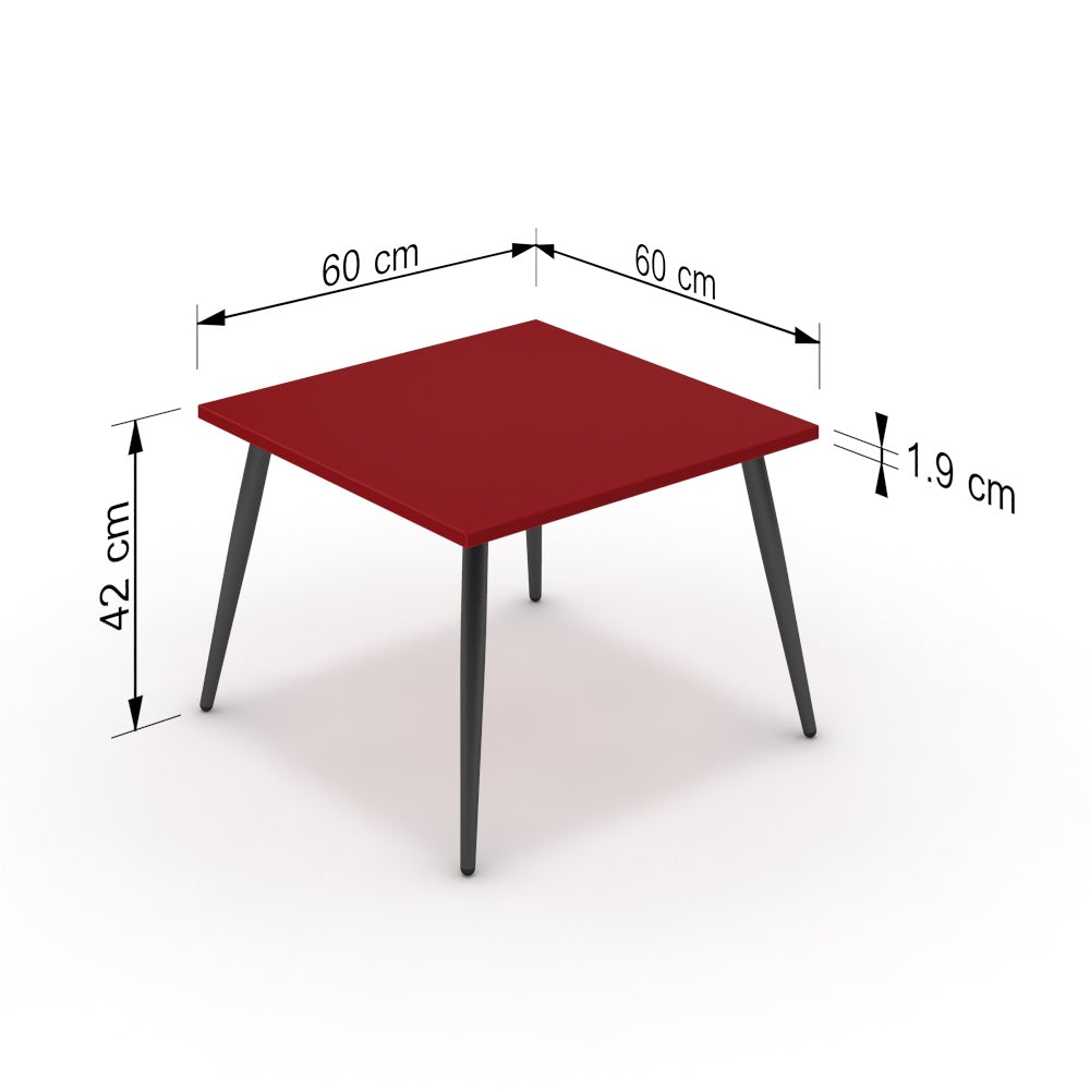 Dohányzóasztal - Manu fekete lábbal - Chilli piros, méret: 60x60