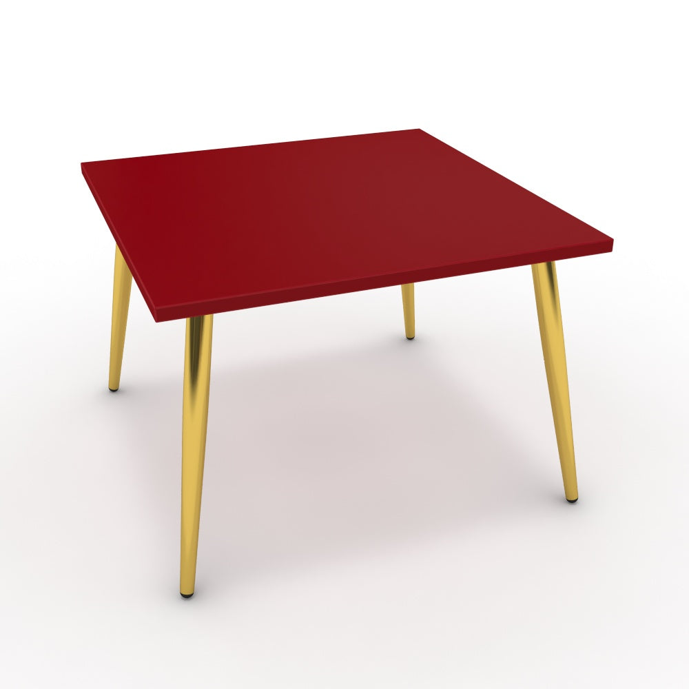 Dohányzóasztal - Manu arany lábbal - Chilli piros, méret: 60x60