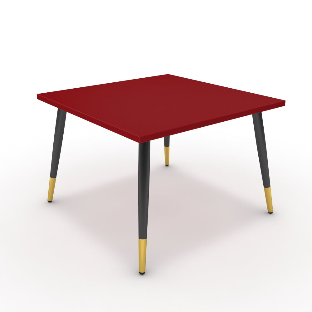 Dohányzóasztal - Manu fekete és arany lábbal - Chilli piros, méret: 60x60