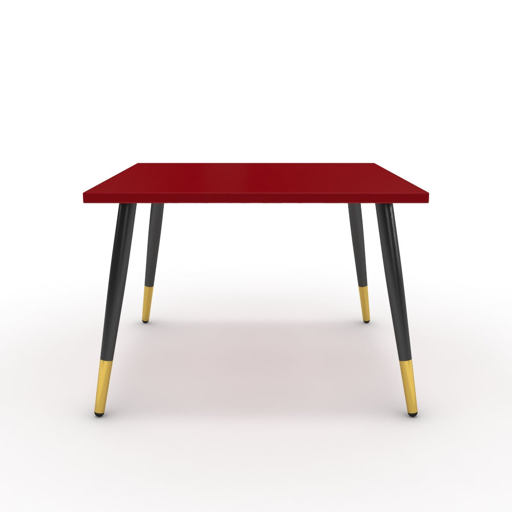 Dohányzóasztal - Manu fekete és arany lábbal - Chilli piros, méret: 60x60