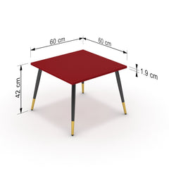 Dohányzóasztal - Manu fekete és arany lábbal - Chilli piros, méret: 60x60