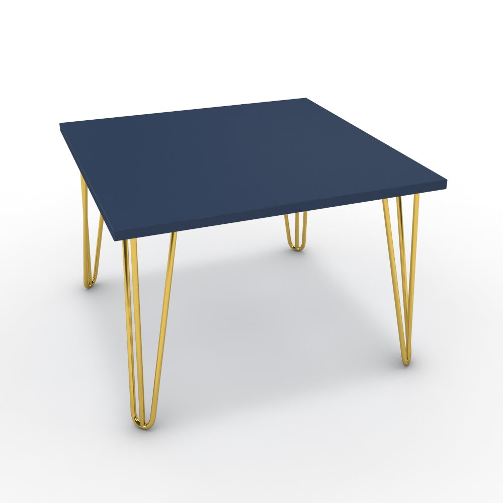 Dohányzóasztal - Linga arany lábbal - Tiroli kék, méret: 60x60