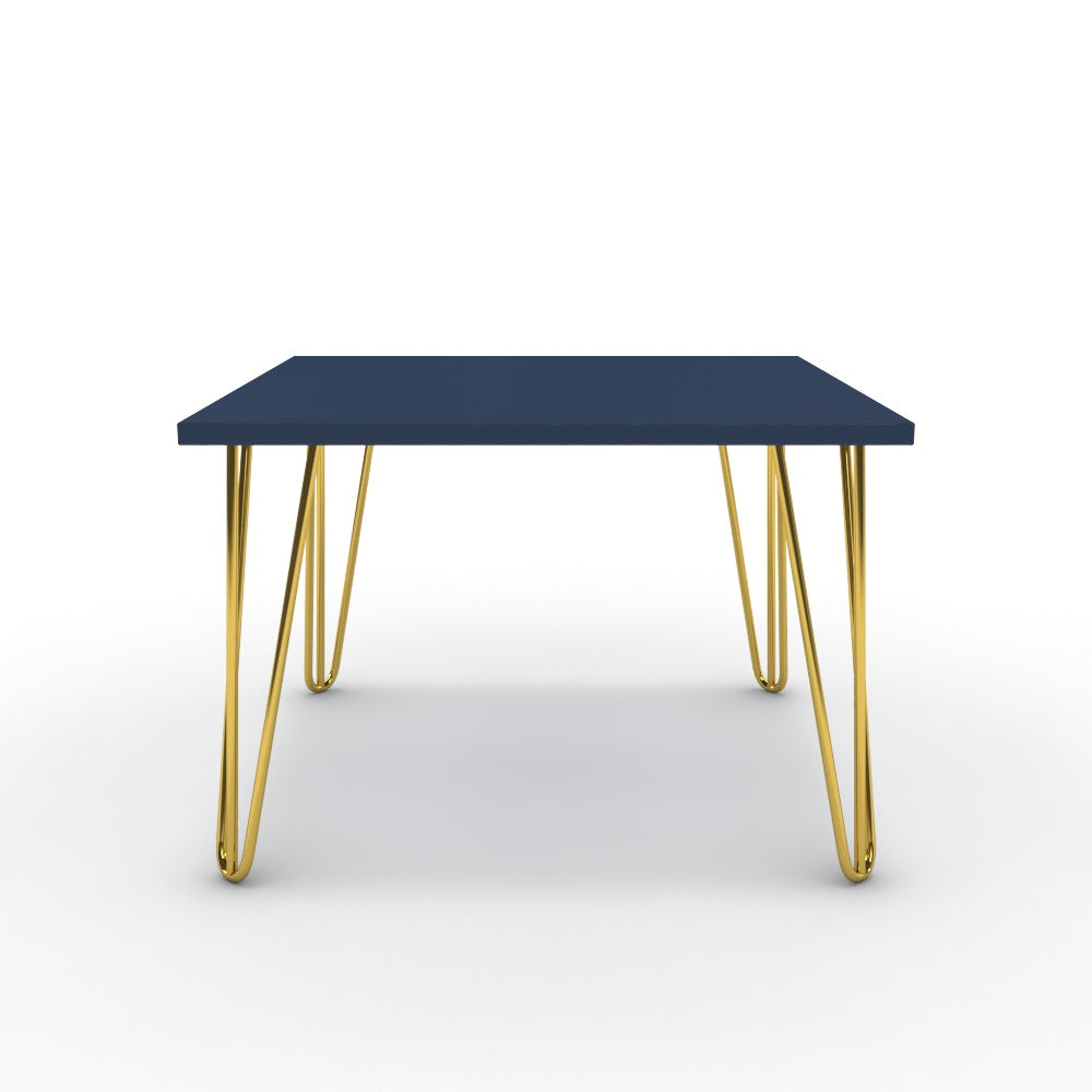 Dohányzóasztal - Linga arany lábbal - Tiroli kék, méret: 60x60