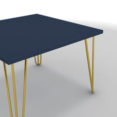 Dohányzóasztal - Linga arany lábbal - Tiroli kék, méret: 60x60