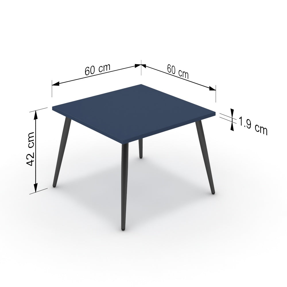 Dohányzóasztal - Manu fekete lábbal - Tiroli kék, méret: 60x60