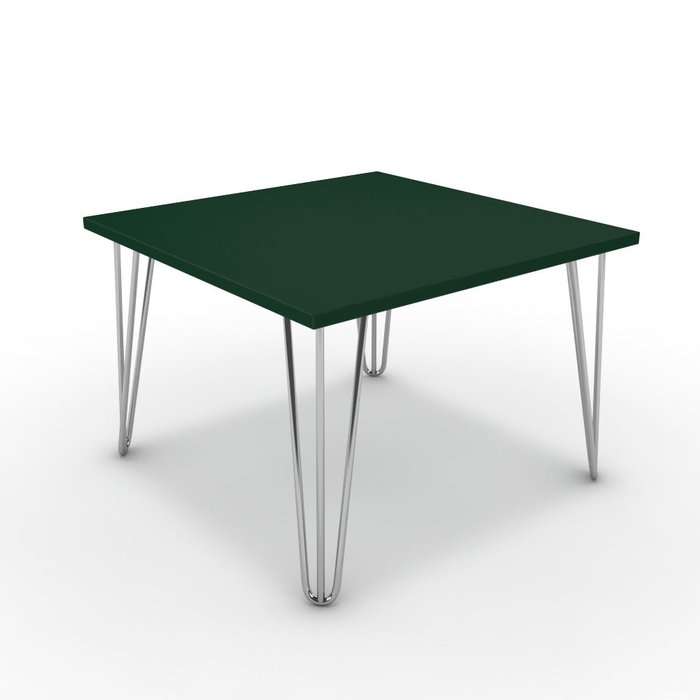 Dohányzóasztal - Linga króm lábbal - Forest zöld, méret: 60x60