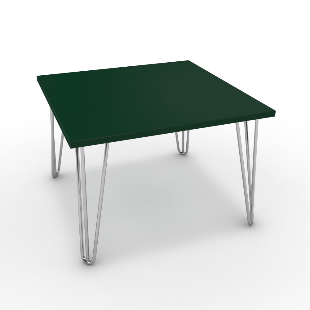 Dohányzóasztal - Linga króm lábbal - Forest zöld, méret: 60x60