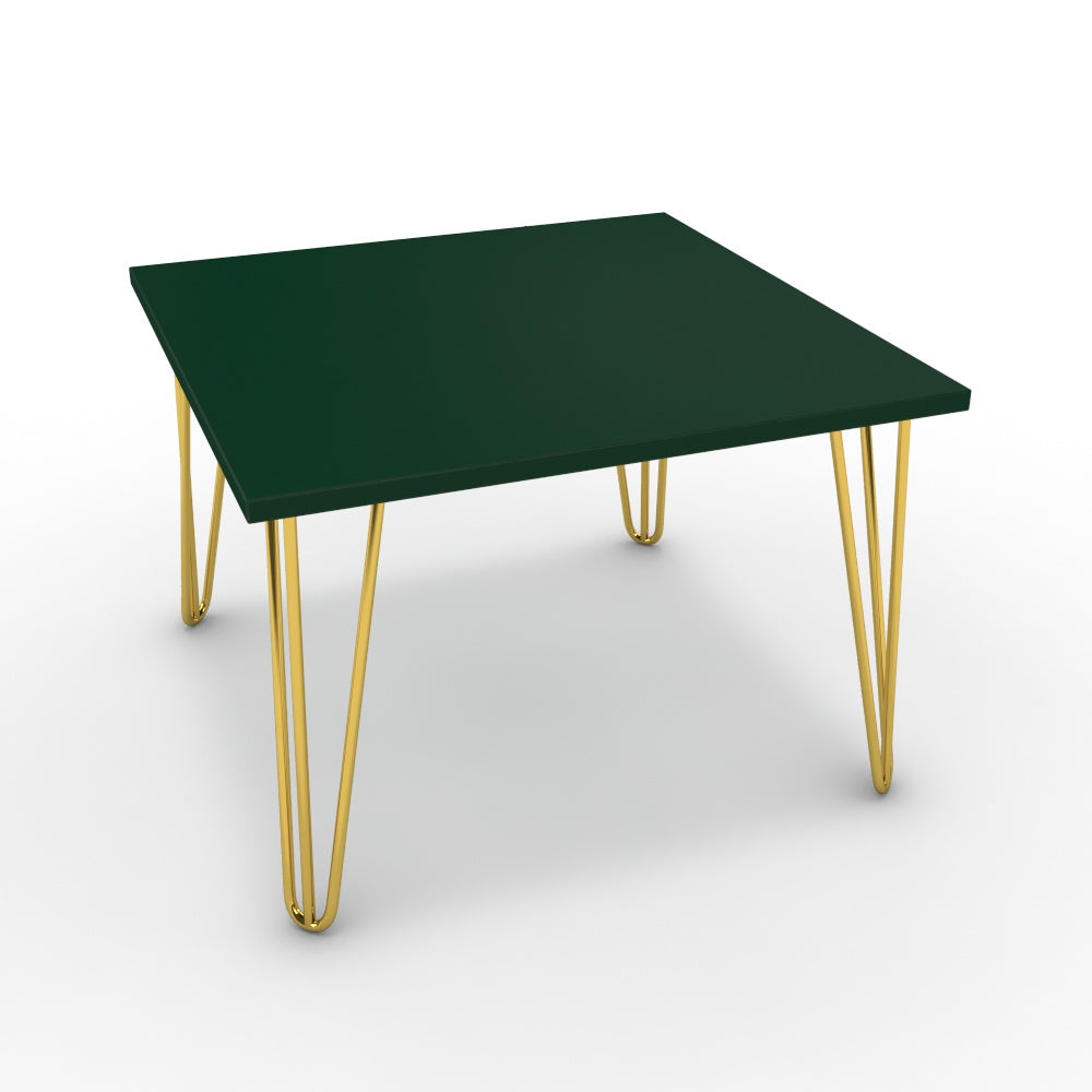 Dohányzóasztal - Linga arany lábbal - Forest zöld, méret: 60x60