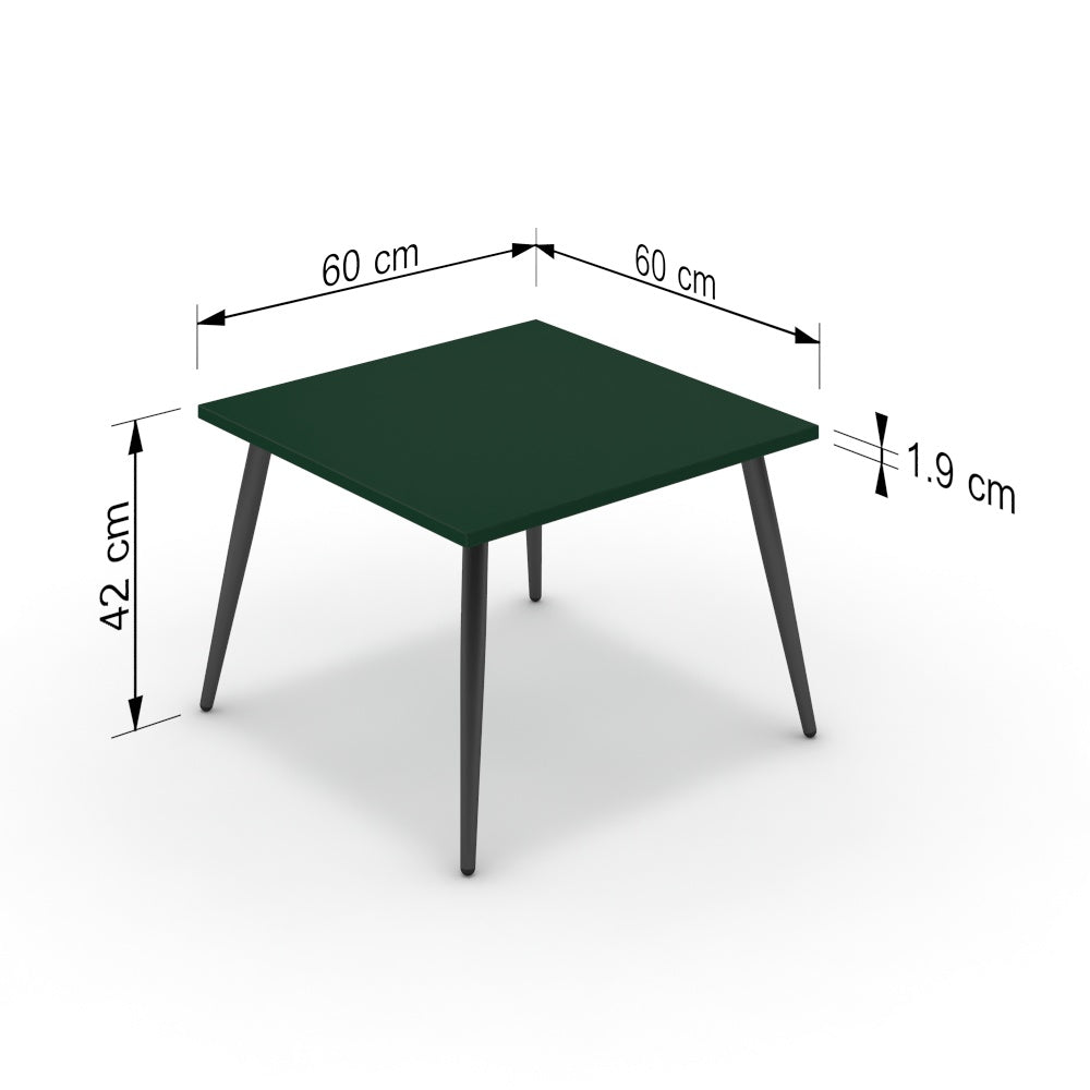 Dohányzóasztal - Manu fekete lábbal - Forest zöld, méret: 60x60