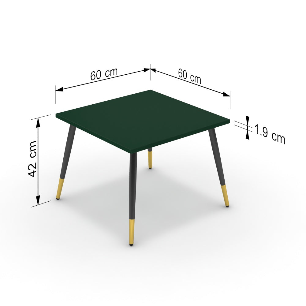 Dohányzóasztal - Manu fekete és arany lábbal - Forest zöld, méret: 60x60