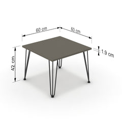 Dohányzóasztal - Linga fekete lábbal - Fosszil szürke, méret: 60x60