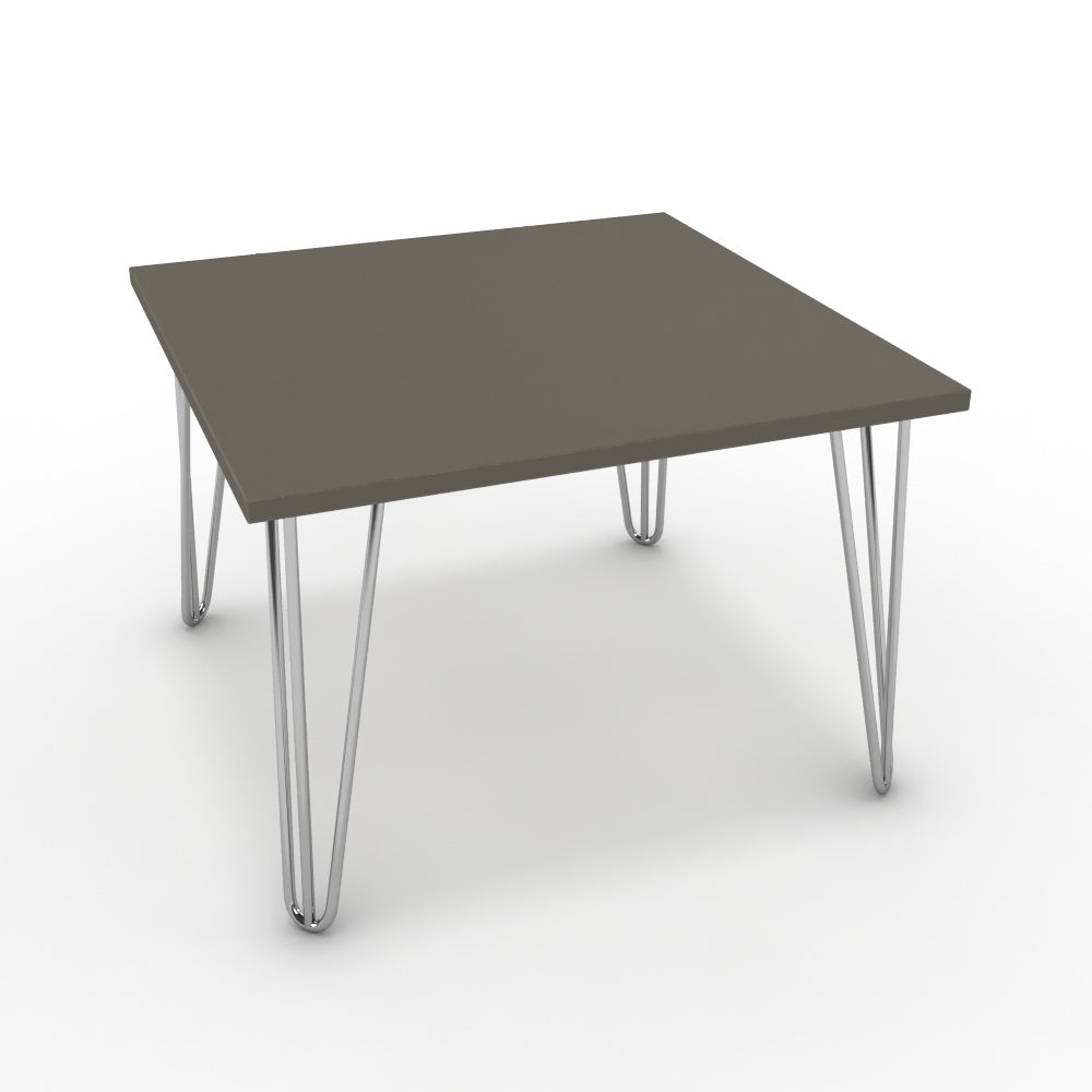 Dohányzóasztal - Linga króm lábbal - Fosszil szürke, méret: 60x60