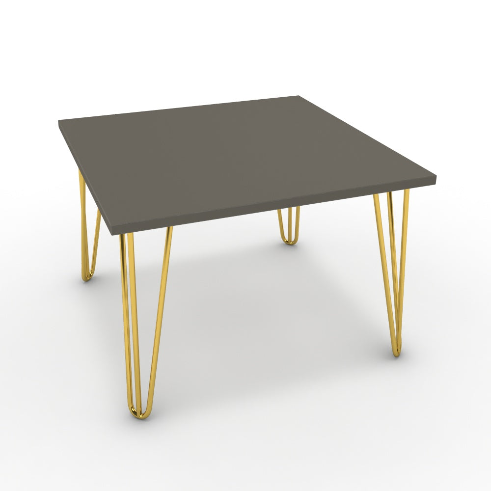 Dohányzóasztal - Linga arany lábbal - Fosszil szürke, méret: 60x60