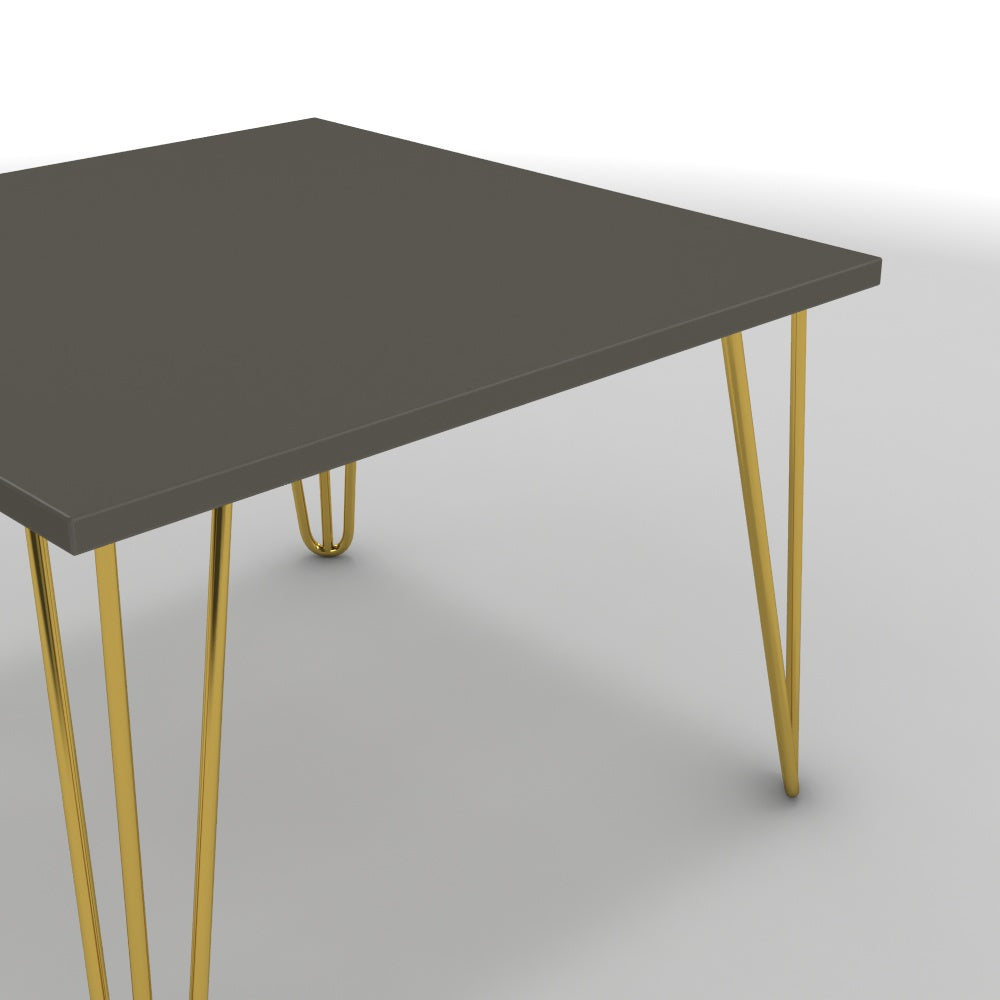 Dohányzóasztal - Linga arany lábbal - Fosszil szürke, méret: 60x60