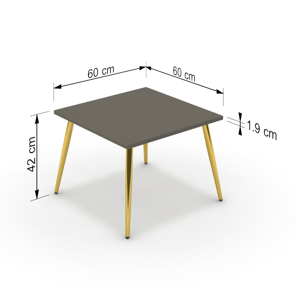 Dohányzóasztal - Manu arany lábbal - Fosszil szürke, méret: 60x60