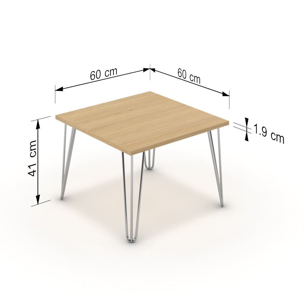 Dohányzóasztal - Linga króm lábbal - Vicenza tölgy, méret: 60x60