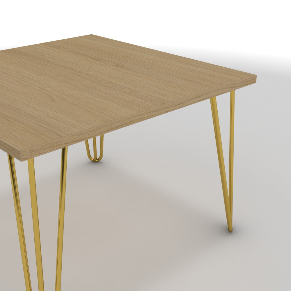 Dohányzóasztal - Linga arany lábbal - Vicenza tölgy, méret: 60x60