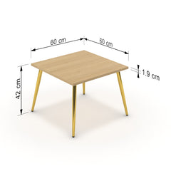 Dohányzóasztal - Manu arany lábbal - Vicenza tölgy, méret: 60x60