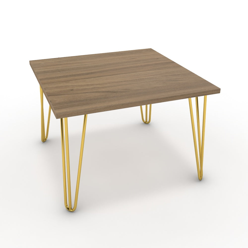 Dohányzóasztal - Linga arany lábbal - Világos rauna szil, méret: 60x60