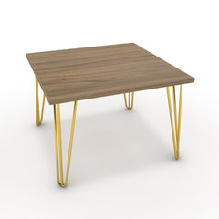 Dohányzóasztal - Linga arany lábbal - Világos rauna szil, méret: 60x60