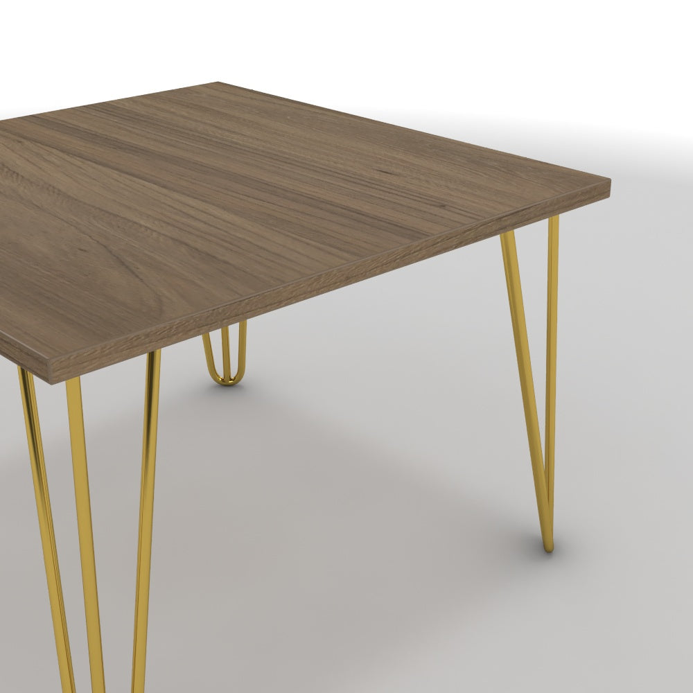 Dohányzóasztal - Linga arany lábbal - Világos rauna szil, méret: 60x60