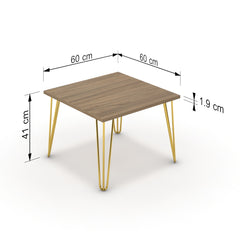 Dohányzóasztal - Linga arany lábbal - Világos rauna szil, méret: 60x60