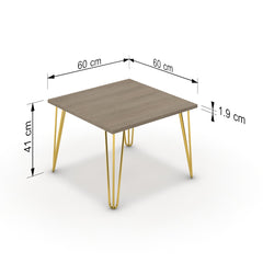 Dohányzóasztal - Linga arany lábbal - Szürke Vicenza tölgy, méret: 60x60