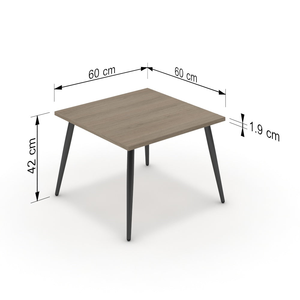 Dohányzóasztal - Manu fekete lábbal - Szürke Vicenza tölgy, méret: 60x60