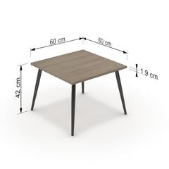 Dohányzóasztal - Manu fekete lábbal - Szürke Vicenza tölgy, méret: 60x60