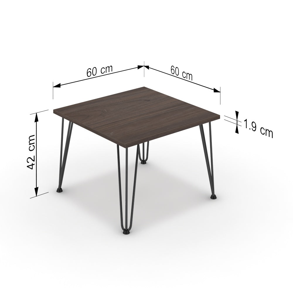 Dohányzóasztal - Linga fekete lábbal - Sötét rauna szil, méret: 60x60