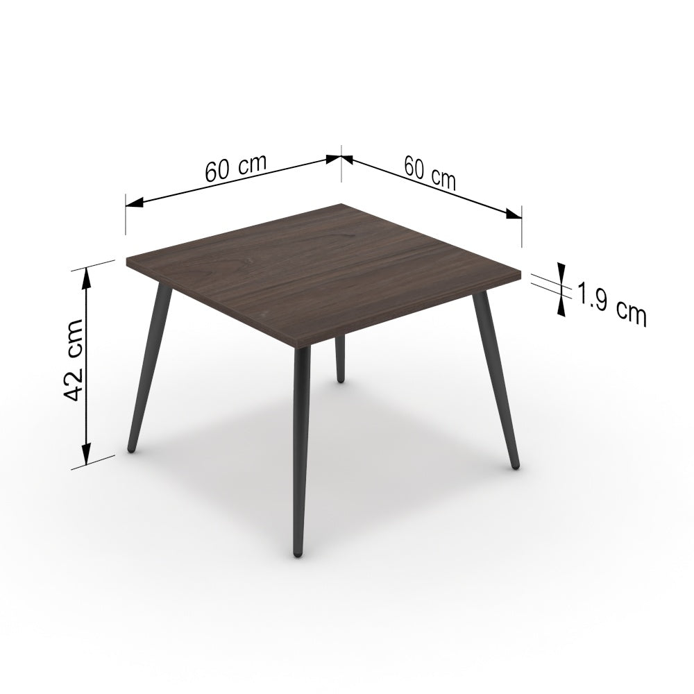Dohányzóasztal - Manu fekete lábbal - Sötét rauna szil, méret: 60x60