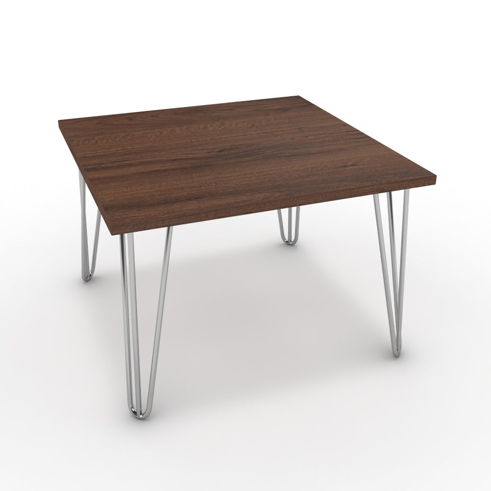 Dohányzóasztal - Linga króm lábbal - Mogyoró, méret: 60x60