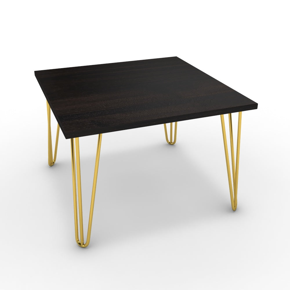 Dohányzóasztal - Linga arany lábbal - Füstölt dió, méret: 60x60