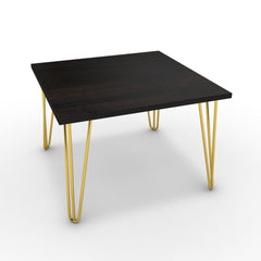 Dohányzóasztal - Linga arany lábbal - Füstölt dió, méret: 60x60