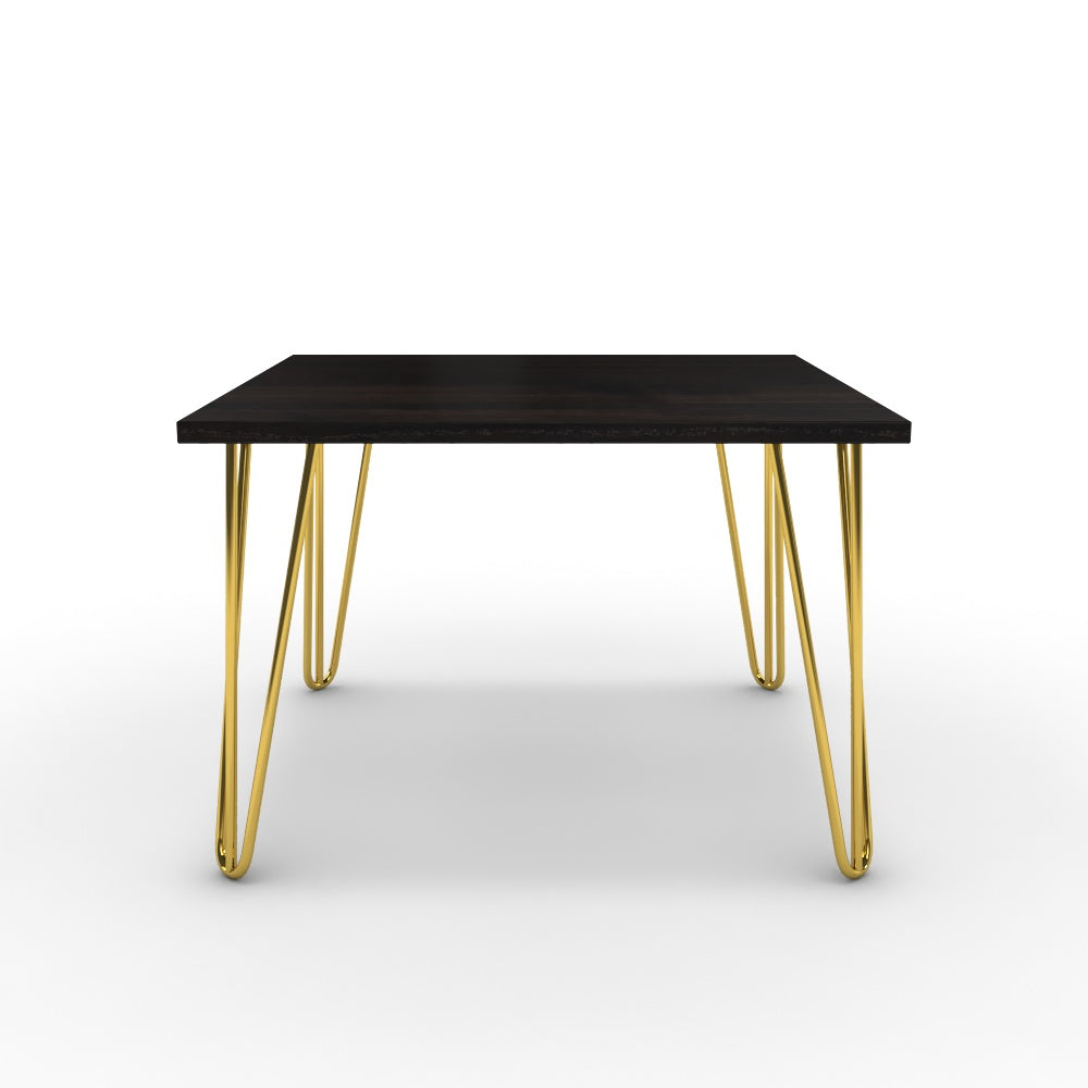 Dohányzóasztal - Linga arany lábbal - Füstölt dió, méret: 60x60