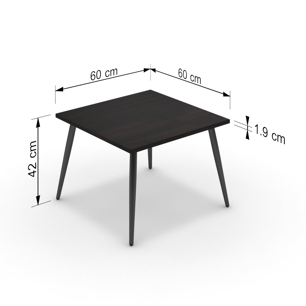 Dohányzóasztal - Manu fekete lábbal - Füstölt dió, méret: 60x60